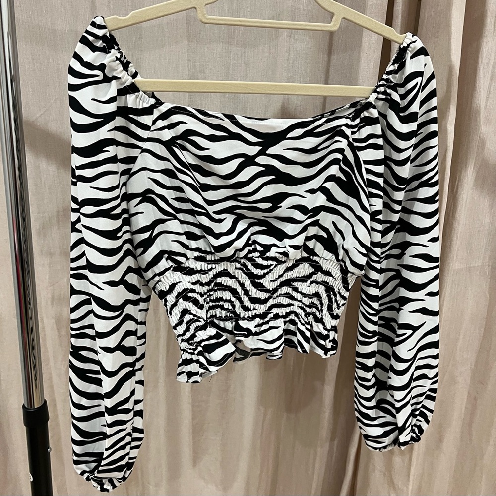 BCBGeneration Black and White Zebra Blouse